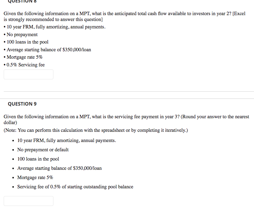 the total cash flow available to investors in year 8? [Excel is