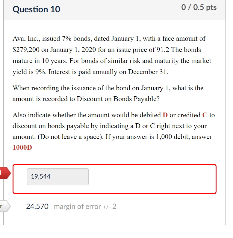 Ava, Inc., issued 7% bonds, dated January 1 , with a