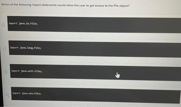  java help will like Which of the following import statemente would