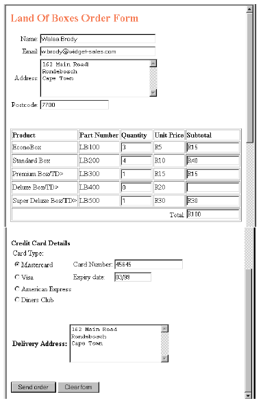 How do you code this form in HTML (especially the scroll boxes)