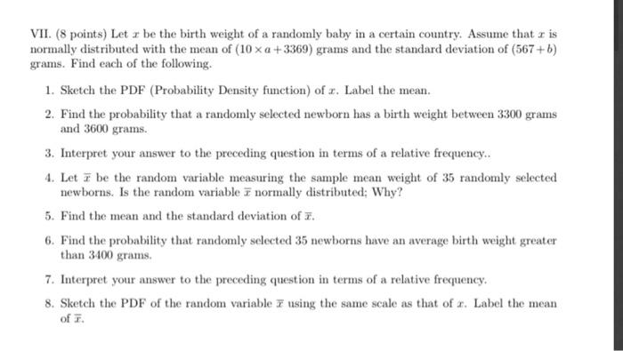  where a= 3 b=0 VII. (8 points) Let x be the