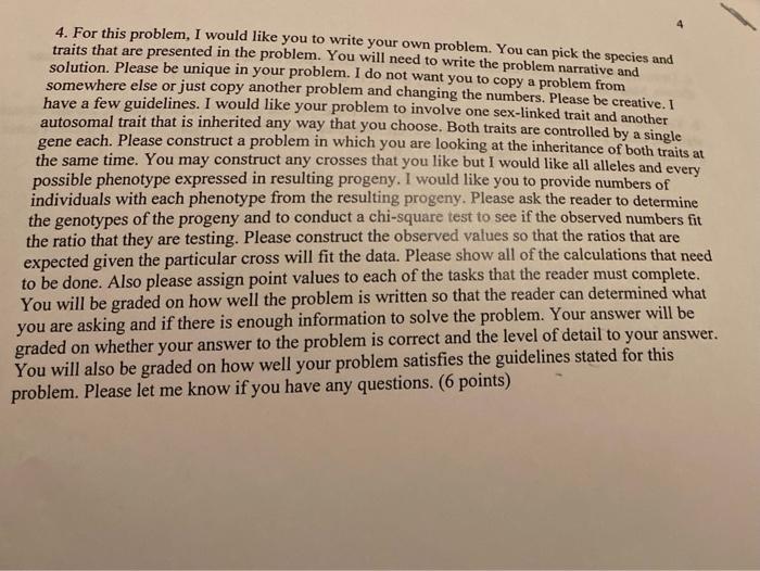  4. For this problem, I would like you to write your
