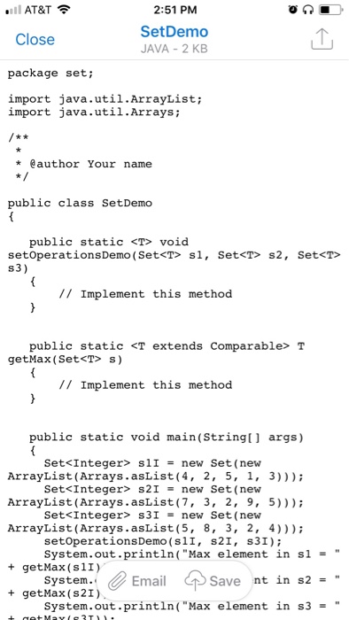 use of generic classes and generic methods Implementing a Generic Set Class
