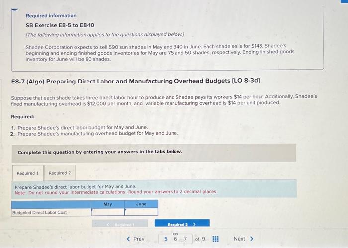  Required information SB Exercise E8-5 to E8-10 [The following information applies