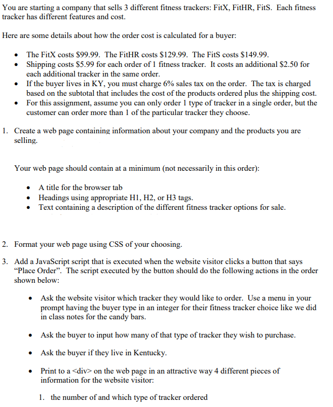 Computer Science 160: CSC - HTML Create a web page containing information: