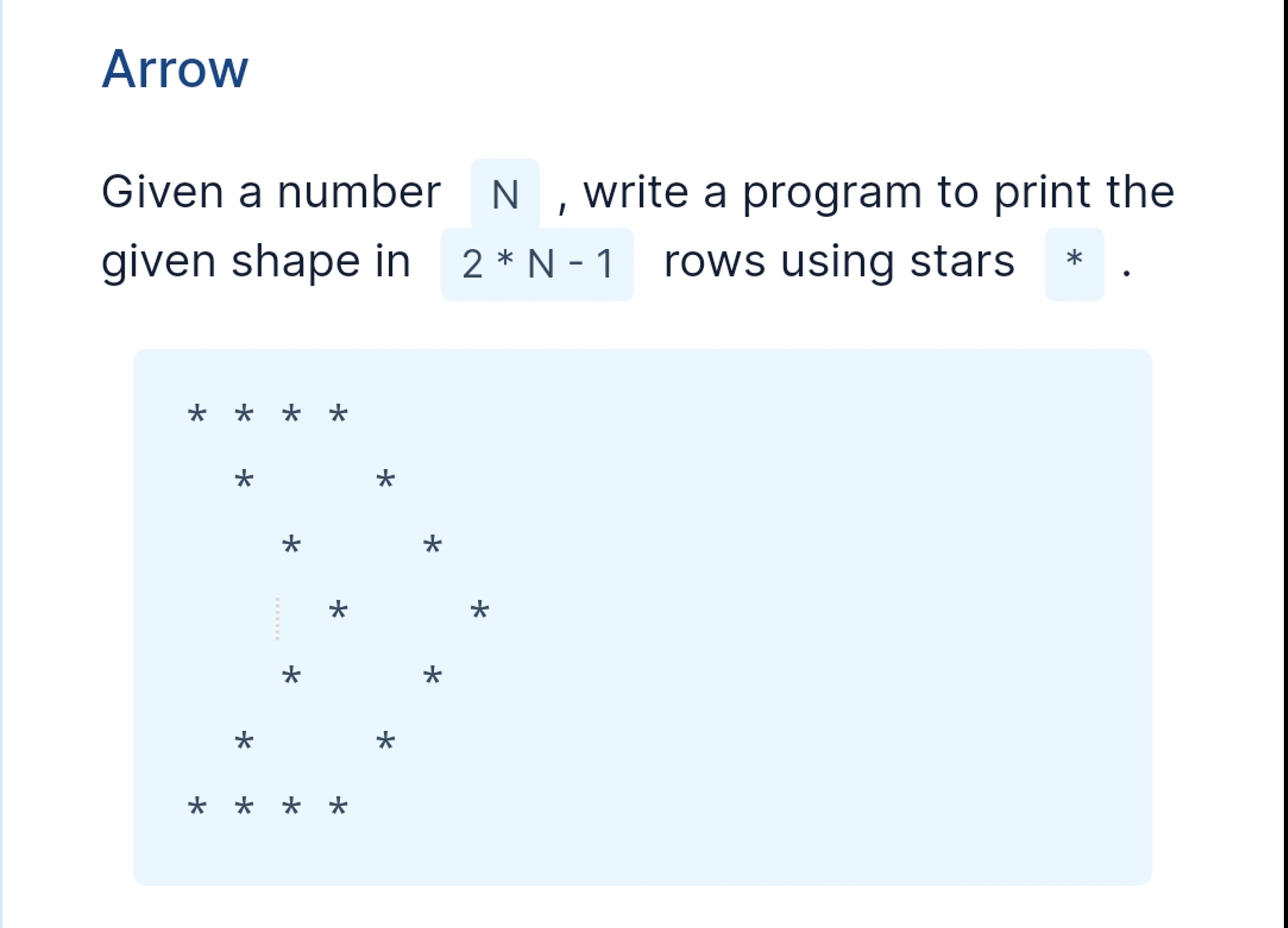  Arrow Given a number N , write a program to print
