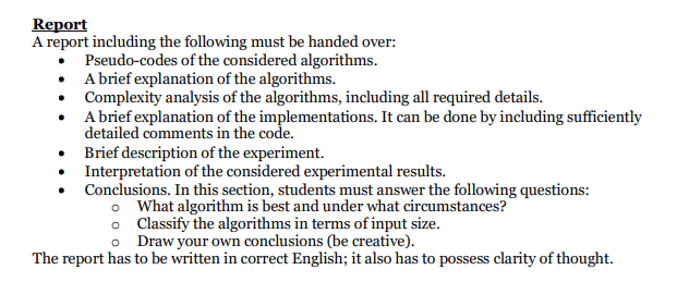 NOT NEEDED IF CODE IS EXPLAINED SUFFICENTLY You are required to compare