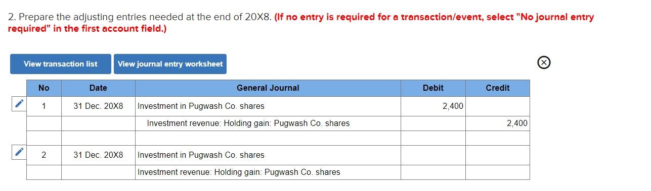 acquired the following FVTPL investments: Minto Corp.-2,600 common shares at $20 cash