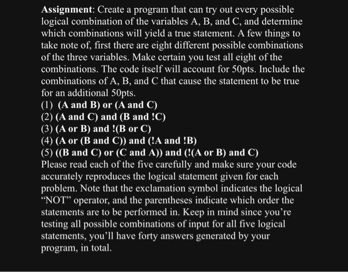 can you please do this in C++ Assignment: Create a program that