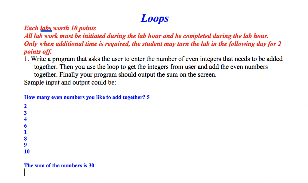 Need help with the following code using M.I.P.S assembly Loops Each labs