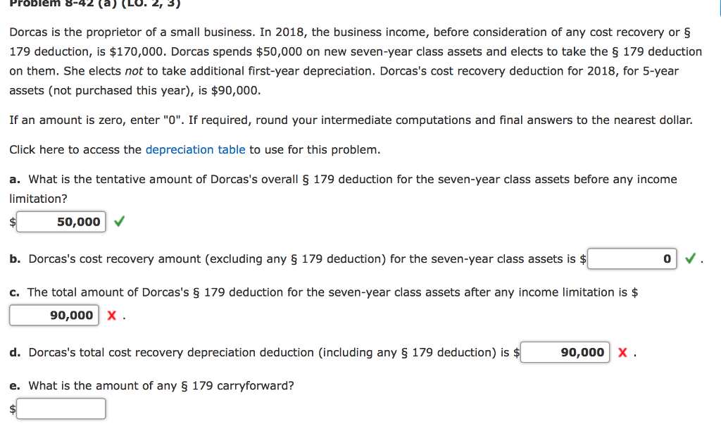 Problem a-42 (a) (LO. 2, 3) Dorcas is the proprietor of