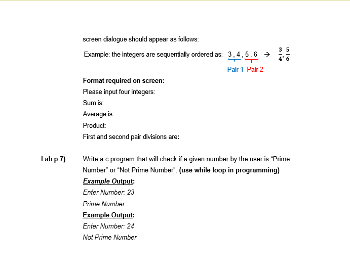 algorithm; implement a C program and run on your PC! Lab p-1)
