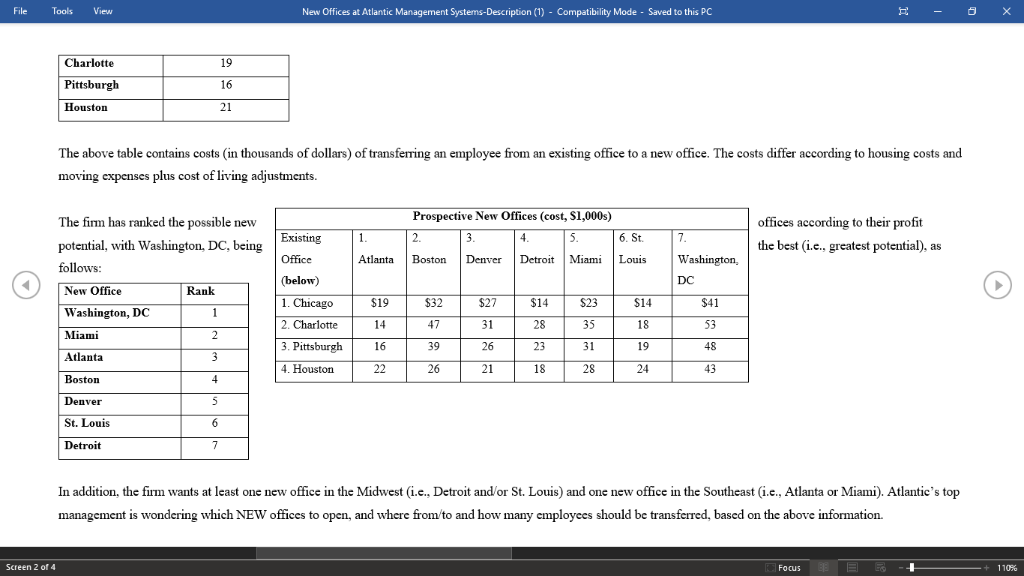 constraints witht he the variables defined. File Tools View New Offices at