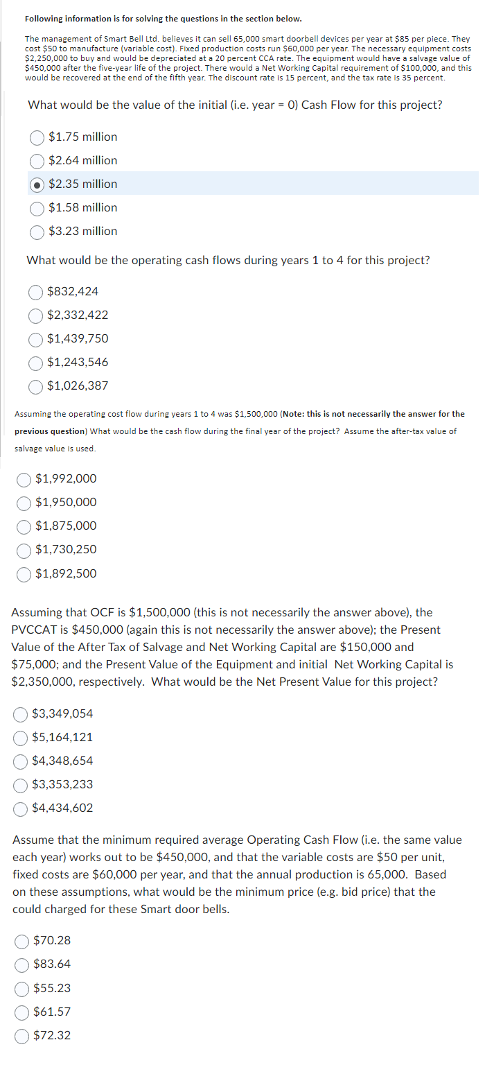  Following information is for solving the questions in the section below.