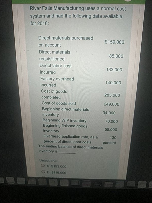  River Falls Manufacturing uses a normal cost system and had the