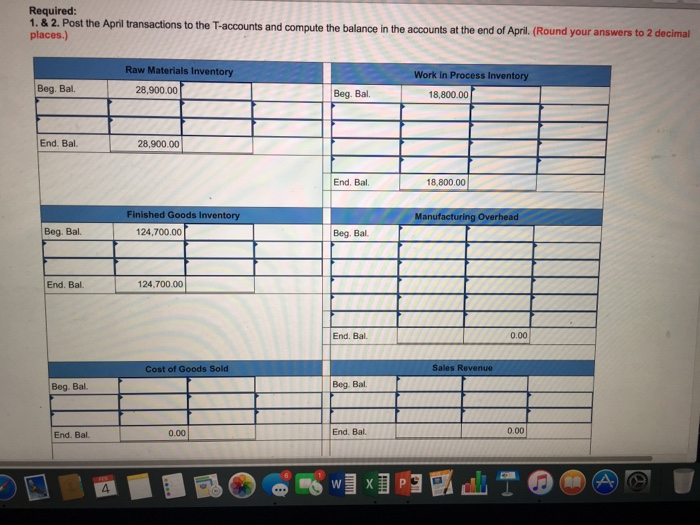 cost system. On April 1, the accounts had balances as shown in