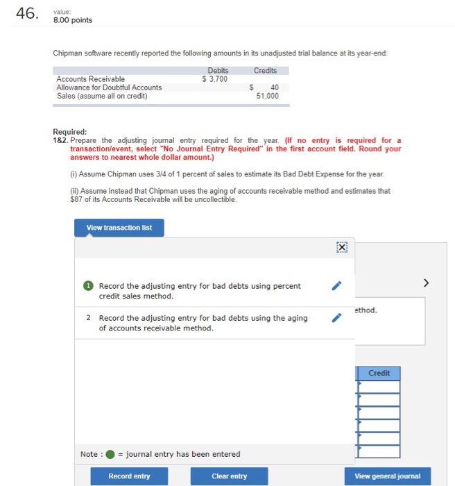  8.00 points Chipman software recently reported the following amounts in its