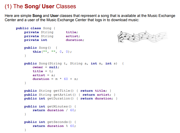  public class Song { private String title; private String artist; private