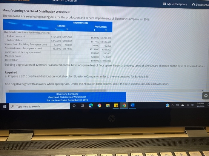  please help with this manufacturing overhead distribution chart thank you in