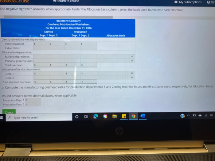 advance My Subscriptions Elin Boucha Manufacturing Overhead Distribution Worksheet The following are