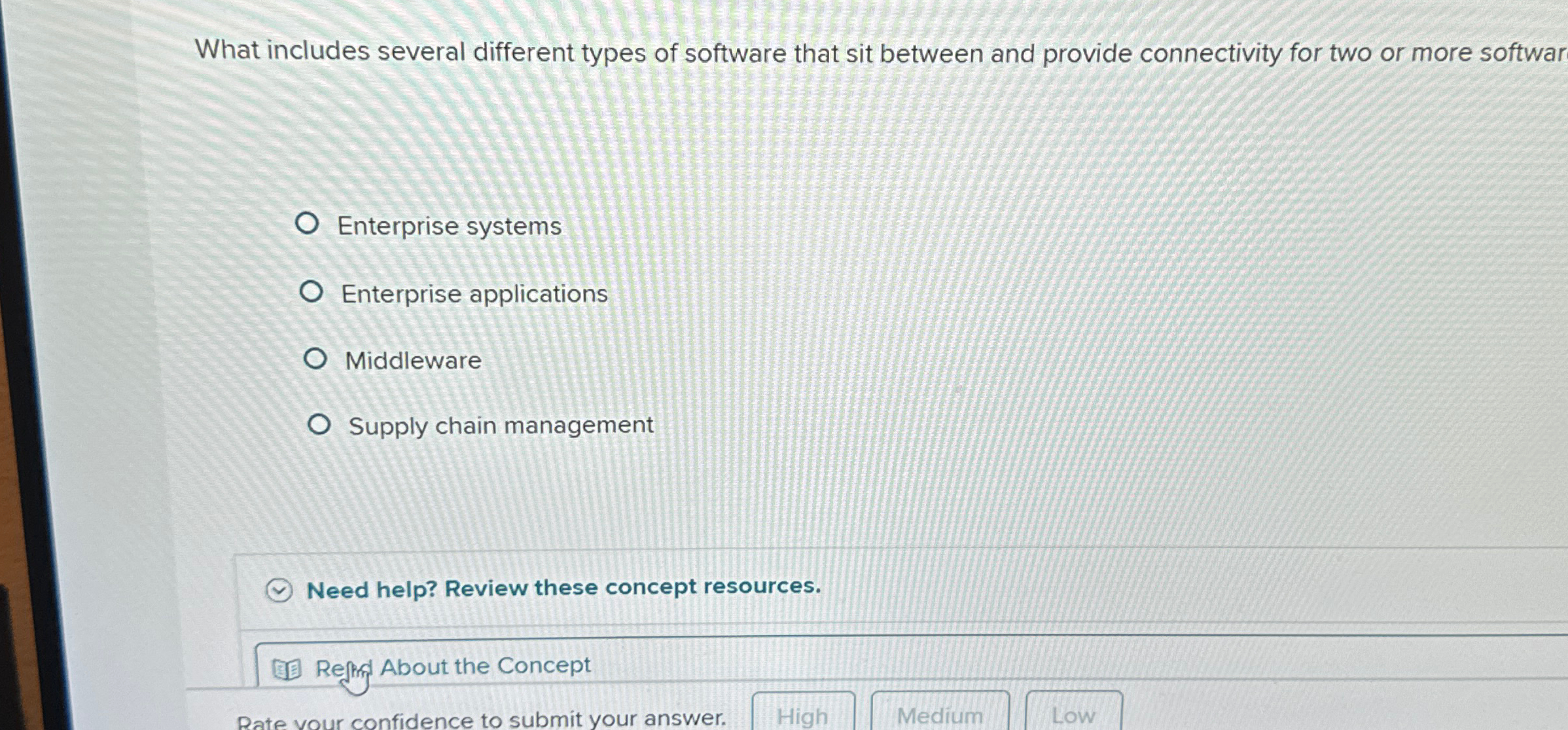  What includes several different types of software that sit between and