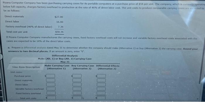  Pizana Computer Company has been purchasing carrying cases for its portable