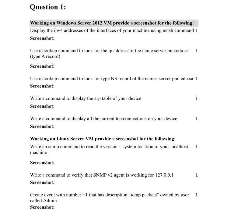 Working on Windows Server 2012 VM provide a screenshot for the