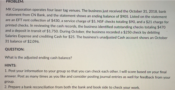  statement from CN Bank, and the statement shows an ending balance