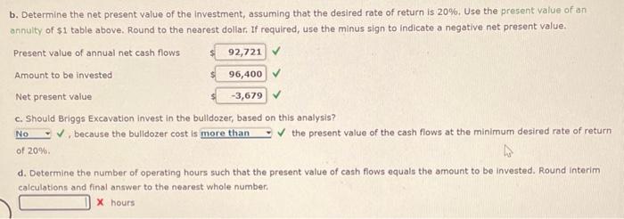 equal annual net cash flows from operating the bulldozer. Use a minus