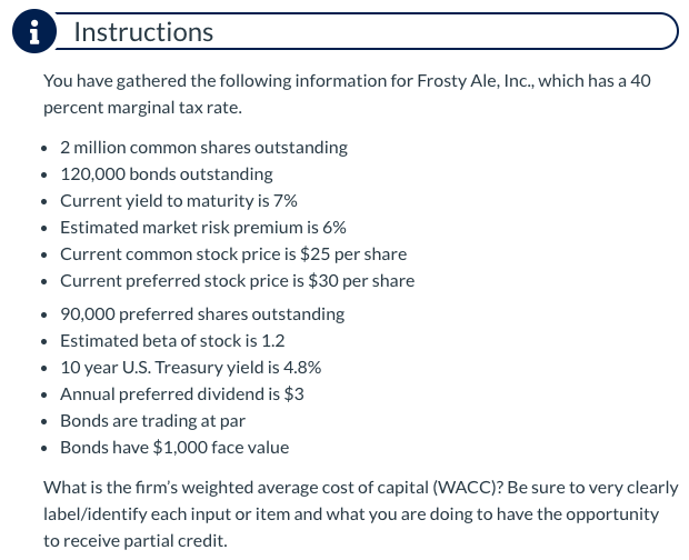 Please show all work! i Instructions You have gathered the following