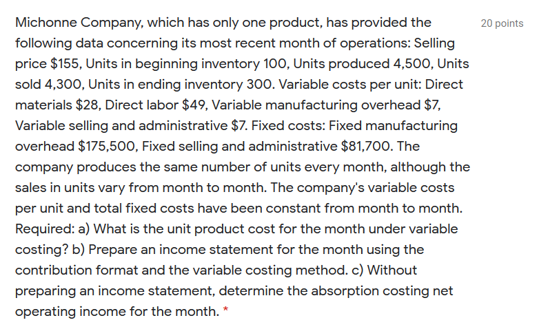 Please provide a detailed answer with required calculations. TIA. 20 points