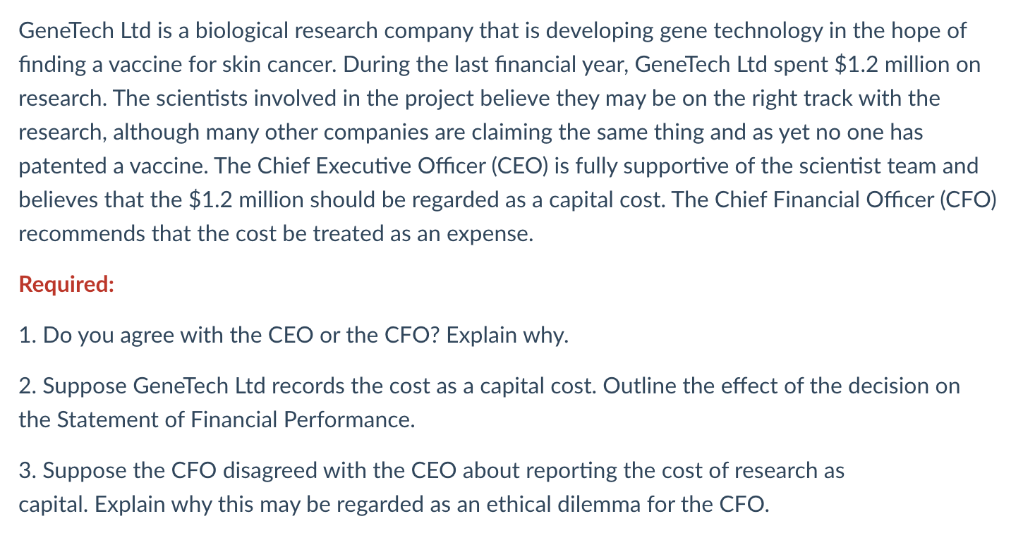 GeneTech Ltd is a biological research company that is developing gene