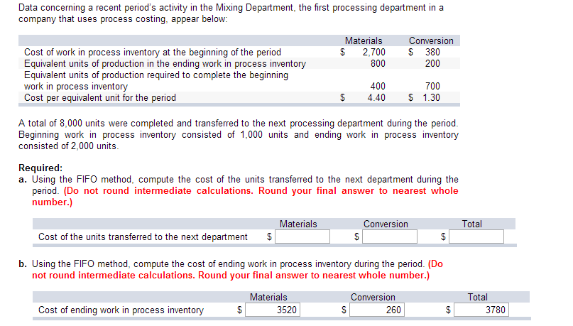 Please help with the following question Data concerning a recent period's activity