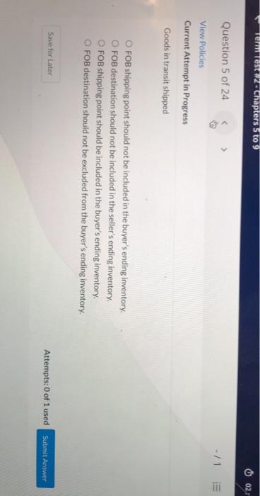  Term Test #2 - Chapters 5 to 9 022 Question 5