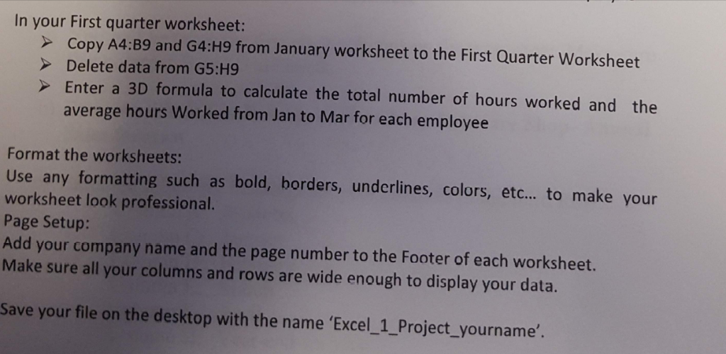jan, Feb, March and first quarter..please follow all formatting instructions and show