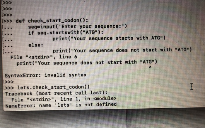In Python interactive mode or PyCharm IDE, write a function named check_start_coden