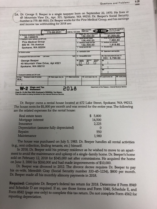  Questions and Problems 2A. Dr. George E. Beeper is a single