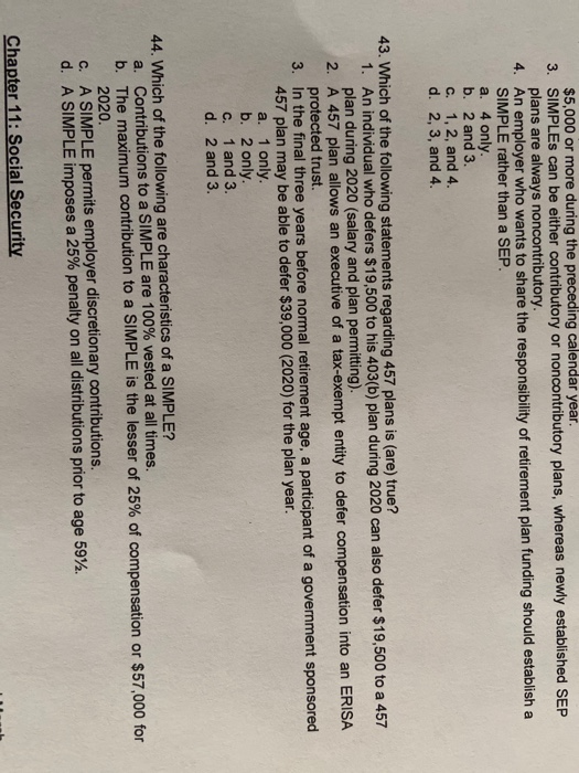 Question # 43 $5,000 or more during the preceding calendar year. 3.