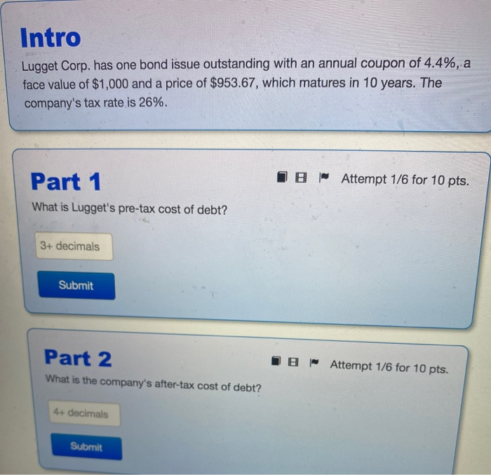  Intro Lugget Corp. has one bond issue outstanding with an annual