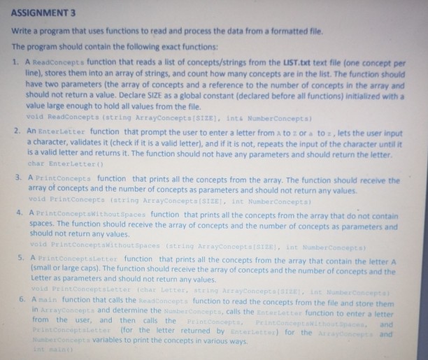  C++ Help ASSIGNMENT 3 Write a program that uses functions to