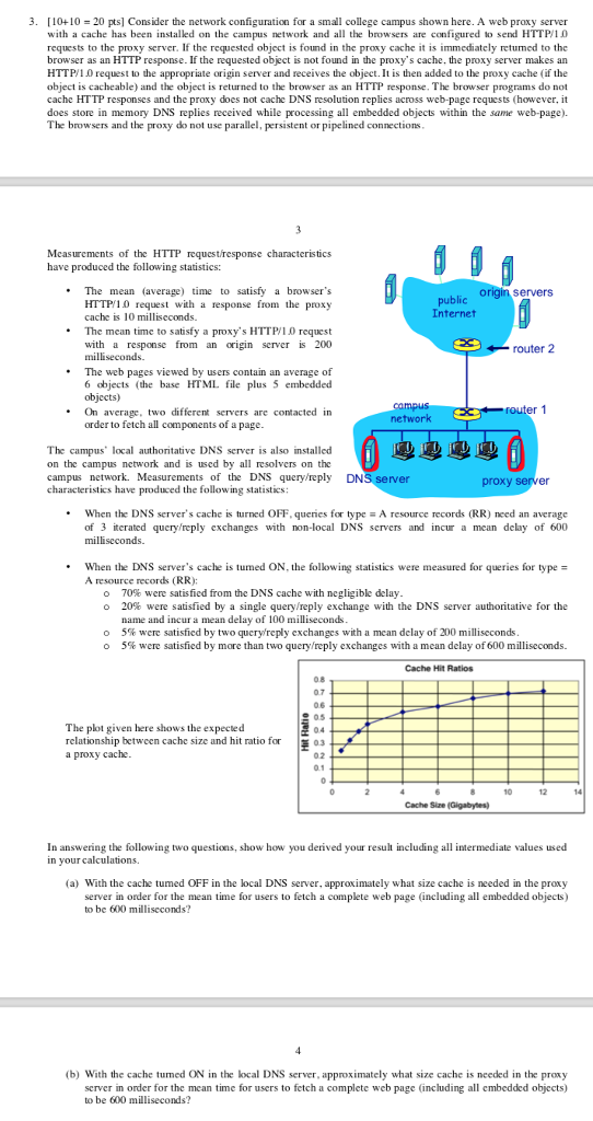  3. [10+10 20 pts] Consider the network configuration for a small