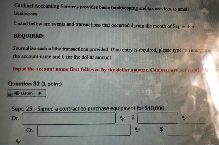  need help please Cardinal Accounting Services provides basic bookkeeping and tax