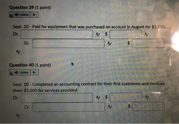 during the month of September. REQUIRED: Journalize each of the transactions provided.