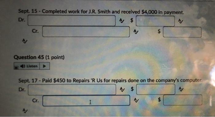 point) 4) Listen Sept. 25-Signed a contract to purchase equipment for $10,000.