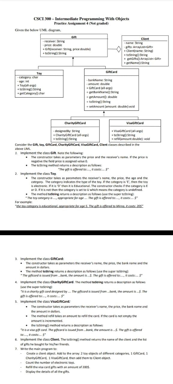  CSCI 300 - Intermediate Programming With Objects Practice Assignment 4 (Not