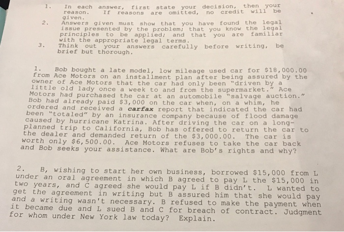  Please help Bob bought a late model, low mileage used car