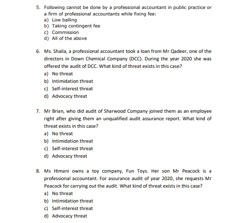  Note: lecture is auditing 5. Following cannot be done by a