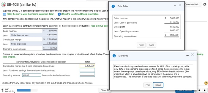  %E8-40B (similar to) A Data Table - X Ouestion Help Suppose