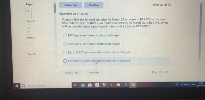 that the price of IMM euro futures for delivery on March 20