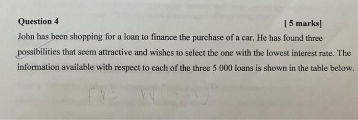  Question 4 [ 5 marks] John has been shopping for a